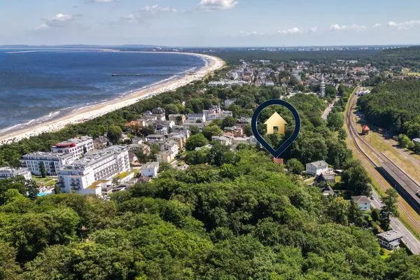 Vogelperspektive  Ferienwohnung Sanddorn mit Terrasse und nur 400 m zum Strand