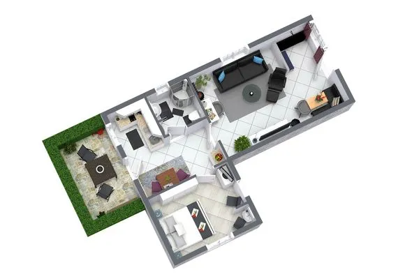 Grundriss  Ferienwohnung Sanddorn mit Terrasse und nur 400 m zum Strand