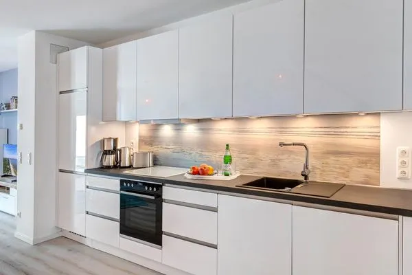 Küche / Küchenzeile  Ferienwohnung Ostseenest Bernstein mit Terrasse & nur 800 m zum Strand