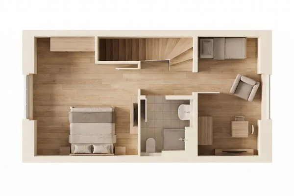 Grundriss  Ferienwohnung Ostseenest Bernstein mit Terrasse & nur 800 m zum Strand