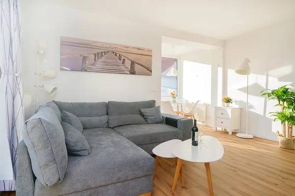Wohnzimmer  Ferienwohnung El Capitan mit 2 Schlafzimmern und nur 450 m zum Strand