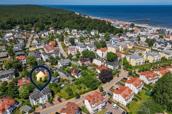 Vogelperspektive  Ferienwohnung El Capitan mit 2 Schlafzimmern und nur 450 m zum Strand