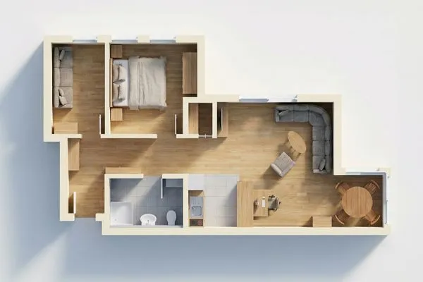 Grundriss  Ferienwohnung El Capitan mit 2 Schlafzimmern und nur 450 m zum Strand