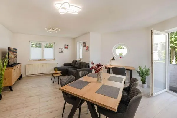 Wohnzimmer  Ferienwohnung Achterliek nur 300 m zum Strand mit Balkon