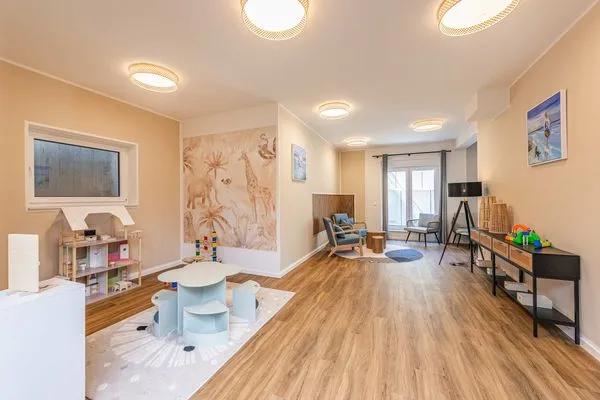 Spielanlage  Ferienwohnung Haff & Herz mit Balkon, Freizeit- und Kinderspielbereich