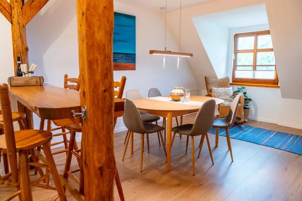 Wohnzimmer Lassen Hof Ferienwohnung 'Roggenstuv' in Brodersby an der Schlei