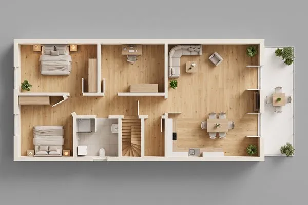 Grundriss  Ferienwohnung Thusnelda mit Balkon und nur 500 m zum Strand