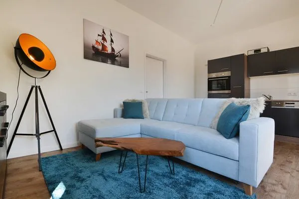 Wohnzimmer Haus Usedom App. MeeresSpiegel mit Terrasse und nur 350 m zum Strand