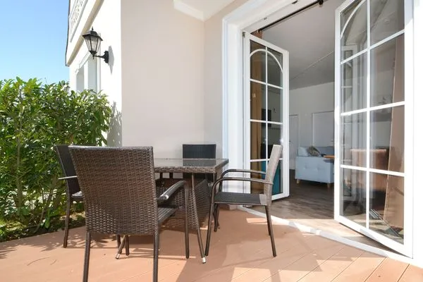 Terrasse Haus Usedom App. MeeresBucht mit Sonnenterrasse und nur 350 m zum Strand