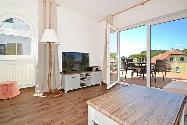 Wohnzimmer Haus Usedom Fewo MeeresLuft mit Sonnenterrasse und nur 350 m zum Strand