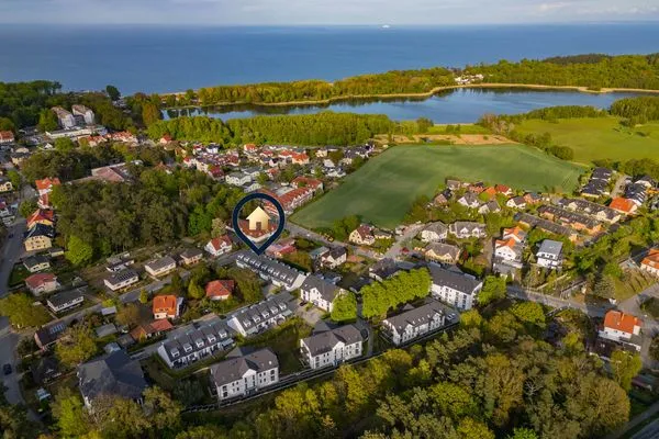 Vogelperspektive  Ferienwohnung Ostseenest Bernstein mit Terrasse & nur 800 m zum Strand