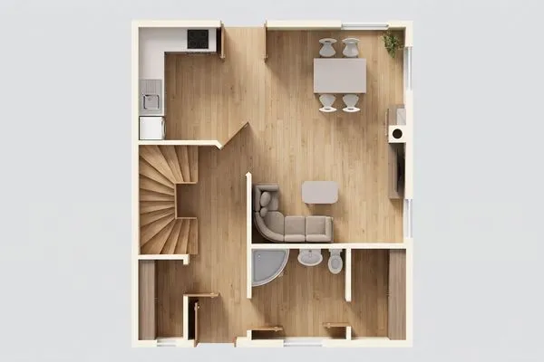 Grundriss  Ferienhaus Golfblick mit Sonnenterrasse und Kamin