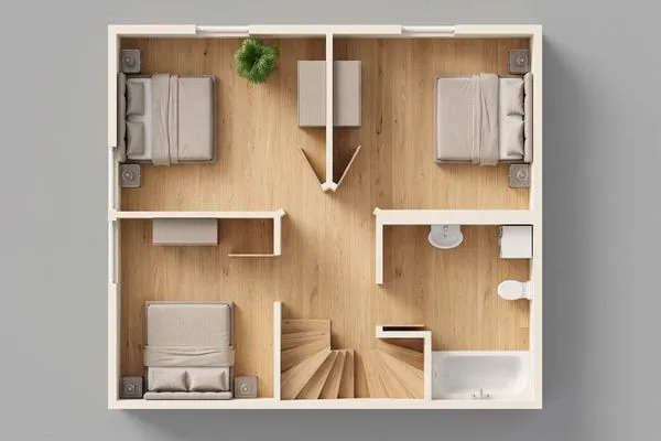 Grundriss  Ferienhaus Golfblick mit Sonnenterrasse und Kamin