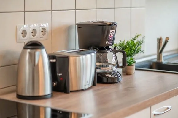 Küche / Küchenzeile  Ferienwohnung Strandbrise mit Kamin und Balkon
