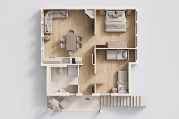Grundriss  Ferienwohnung Strandbrise mit Kamin und Balkon