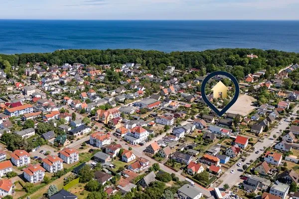 Vogelperspektive  Ferienwohnung Strandbrise mit Kamin und Balkon
