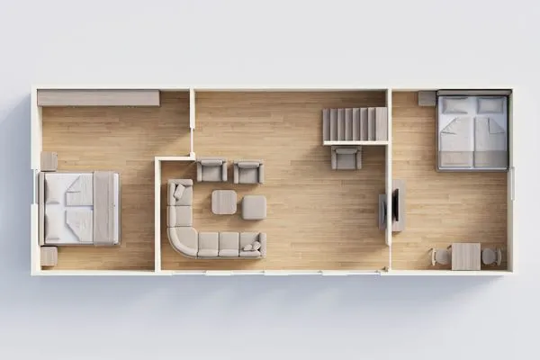 Grundriss  Ferienhaus Rad Kapitän direkt am See mit Sauna und Terrasse