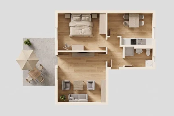 Grundriss  Ferienwohnung Auszeit nur 100 m zum Strand mit Balkon