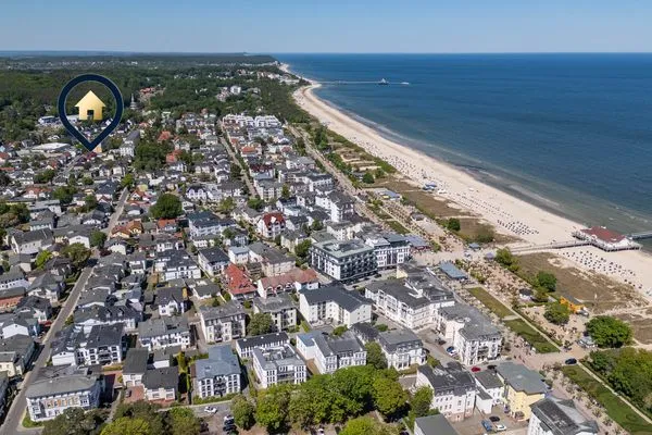 Vogelperspektive  Ferienwohnung Sonnenschein nur 400 m bis zum Strand