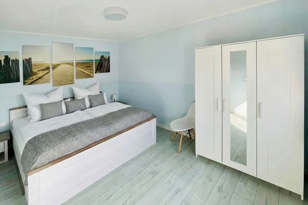 Schlafzimmer Uns Schilfhus App. Nähstube nur 100 m zum Strand mit Terrasse