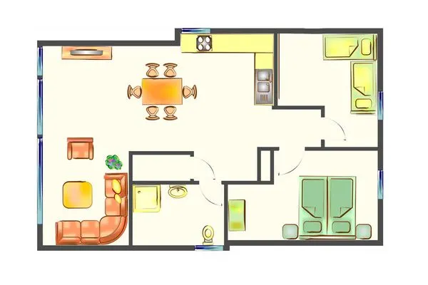 Grundriss Uns Schilfhus App. Atelier mit großen Balkon und nur 100 m zum Strand