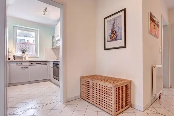 Wohnzimmer  Ferienwohnung Meereswoge mit Balkon und nur 100 m bis zum Strand