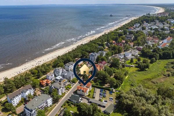 Vogelperspektive  Ferienwohnung Meereswoge mit Balkon und nur 100 m bis zum Strand