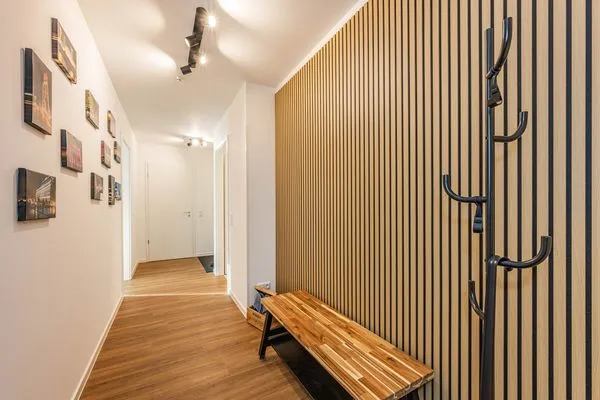 Fassade / Eingang  Ferienwohnung Ostseebude mit Balkon und nur 800 m zum Strand