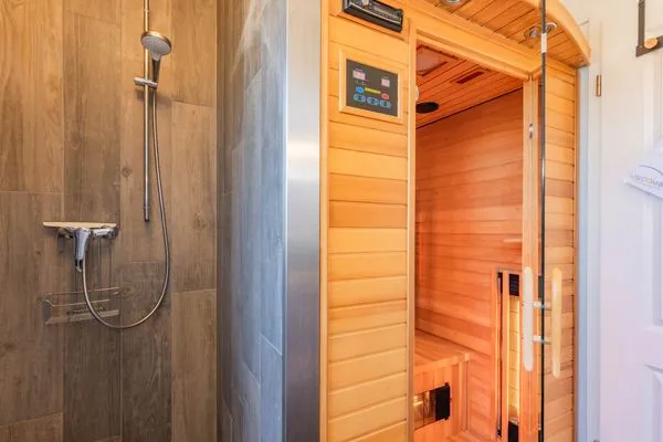 Sauna  Ferienhaus MeerSeenSucht mit Sauna, Terrasse und Grill