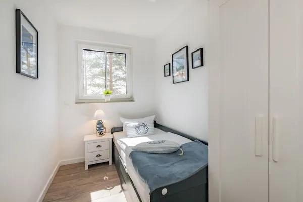 Schlafzimmer  Ferienhaus MeerSeenSucht mit Sauna, Terrasse und Grill