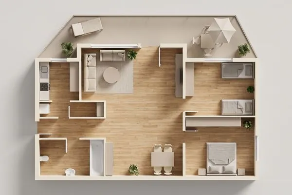 Grundriss  Ferienwohnung Gestrandet mit Terrasse, Parkplatz und WLAN
