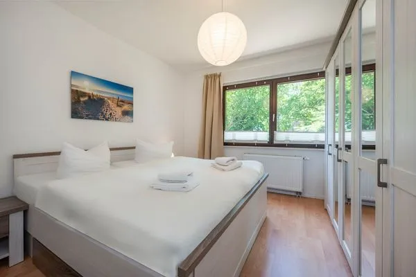Schlafzimmer  Ferienhaus Mellenthin mit großer Terrasse - Hund willkommen
