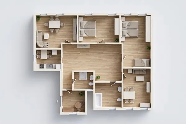 Grundriss  Ferienhaus Mellenthin mit großer Terrasse - Hund willkommen
