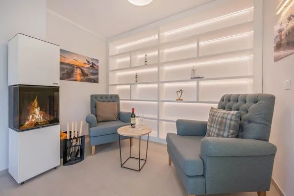 Kamin-/Ofen  Ferienhaus Stettiner Haffblick mit Sauna, Kamin und Terrasse