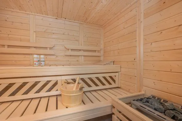 Sauna  Ferienhaus Stettiner Haffblick mit Sauna, Kamin und Terrasse