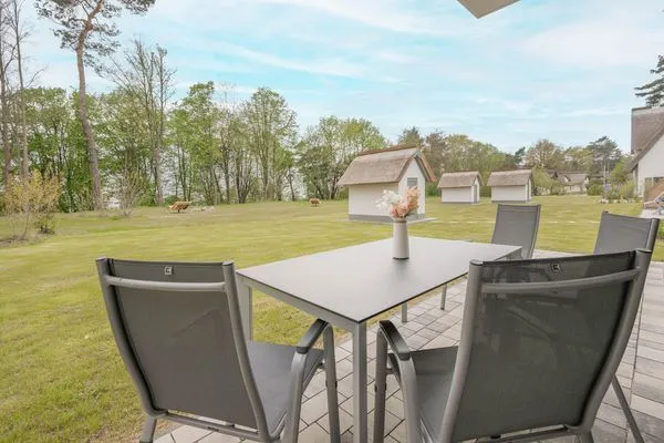 Terrasse  Ferienhaus Stettiner Haffblick mit Sauna, Kamin und Terrasse