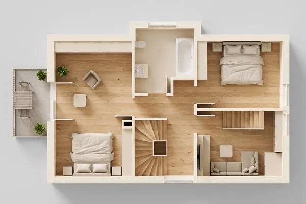 Grundriss  Ferienhaus Stettiner Haffblick mit Sauna, Kamin und Terrasse