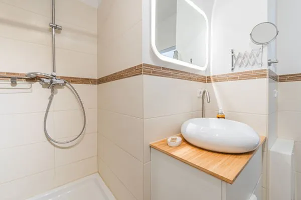 Badezimmer  Ferienwohnung Backbord Eckernförde