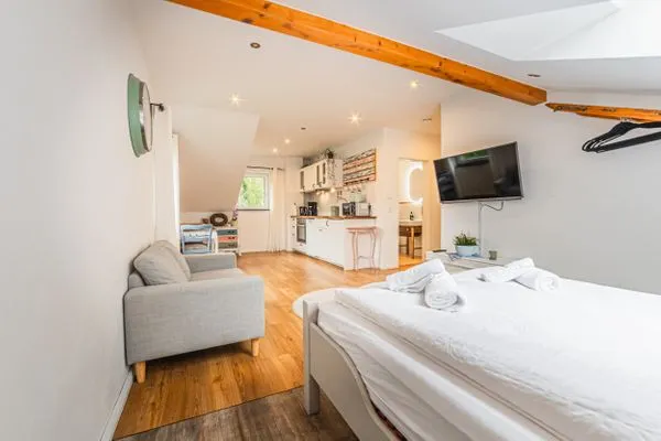 Bett  Ferienwohnung Kunterbunt Eckernförde