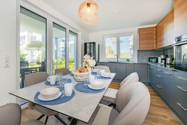 Küche / Küchenzeile  Ferienwohnung Haffmuschel mit Terrasse & 2 Schlafzimmern