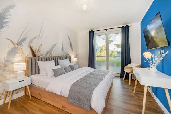 Schlafzimmer  Ferienwohnung Haffmuschel mit Terrasse & 2 Schlafzimmern