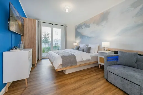 Schlafzimmer  Ferienwohnung Haffmuschel mit Terrasse & 2 Schlafzimmern