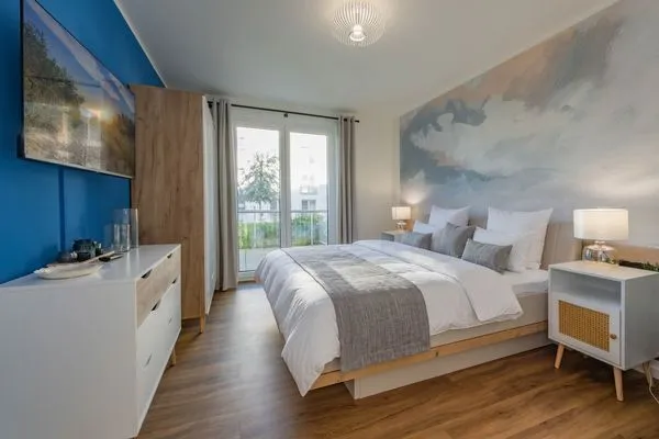 Schlafzimmer  Ferienwohnung Haffmuschel mit Terrasse & 2 Schlafzimmern