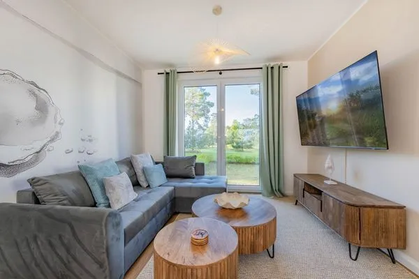 Wohnzimmer  Ferienwohnung Haffmuschel mit Terrasse & 2 Schlafzimmern
