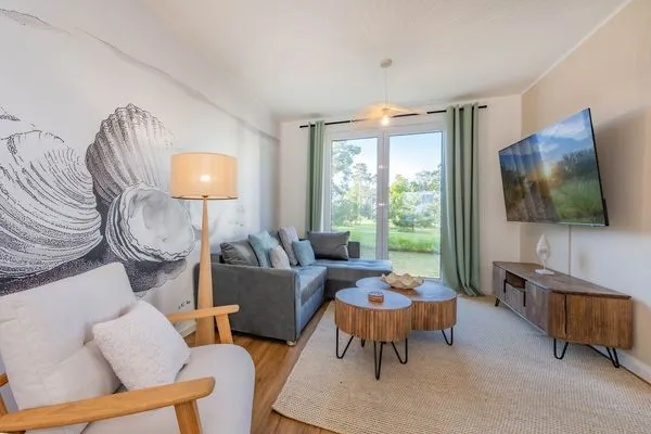Hauptansicht  Ferienwohnung Haffmuschel mit Terrasse & 2 Schlafzimmern