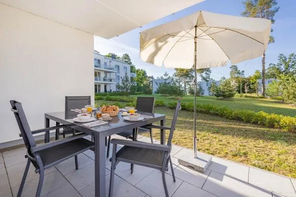 Terrasse  Ferienwohnung Haffmuschel mit Terrasse & 2 Schlafzimmern