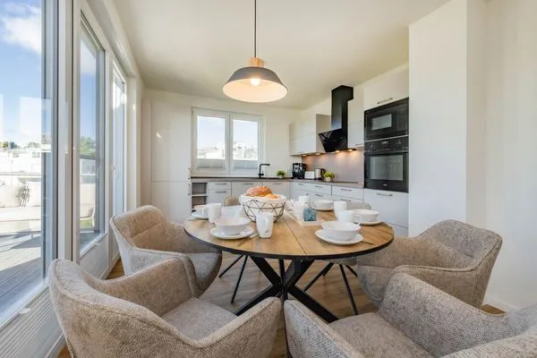 Küche / Küchenzeile  Ferienwohnung Goldfisch mit Balkon, Wellness- und Kinderspielbereich