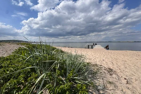 Nur 500 m entfernt: Der Strand von Westerholz mit Badebrücke, DLRG, Kinderspielplatz  Nordkiek No. 8