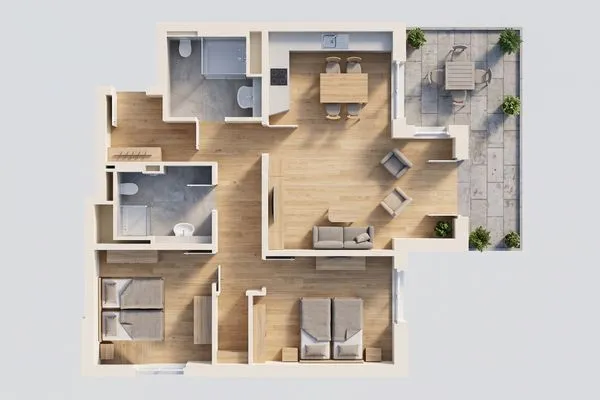 Grundriss  Ferienwohnung Klippenblick mit Sauna, Kinderspielbereich und Fitnessraum