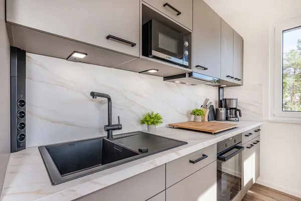 Küche / Küchenzeile  Ferienwohnung Pia mit Fitness, Sauna  und Freizeitbereich